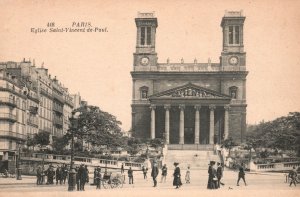 Vintage Postcard 1910's View of Church Eglise Saint-Vincent de-Paul Paris France