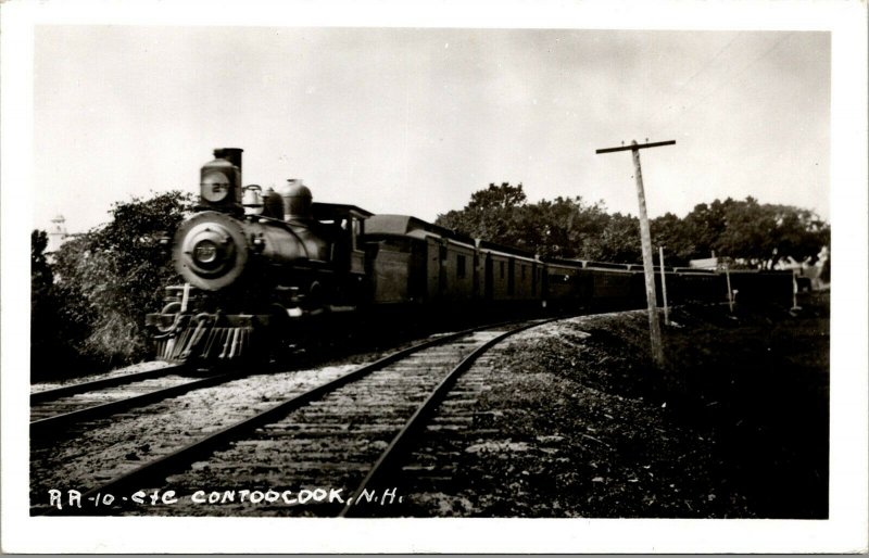 Vtg Railroad Locomotive Train C & C Contoocook NH RPPC Real Photo Postcard