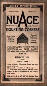 Vintage Unused Complete Sealed Package of Nuace Black Photo Mounting Corners