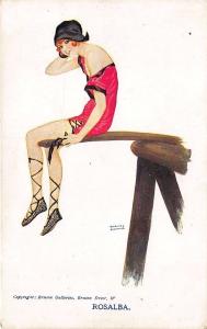 Raphael Kirchner Signed Rosalba Woman Red Bathing Suit Postcard