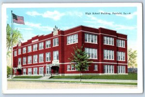 1920 Fairfield Iowa Vintage Postcard High School Building Street Road Unposted