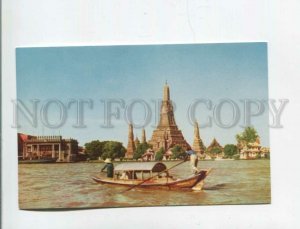 473202 Thailand Dhonburi scene Wat Aroon Temple of Dawn river Menam Old postcard