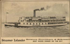 Steamer Boat Ship Islander Between Providence & Sakonnet c1910 Postcard