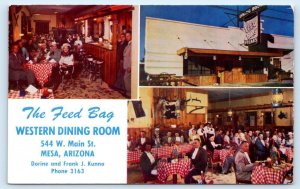 MESA, AZ Arizona~ Roadside The Feed Bag WESTERN DINING ROOM c1950s Postcard