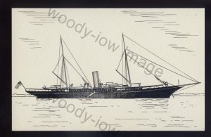 pen069 - Original Pen & Ink Postcard - USA Private Yacht - Corsair , built 1899