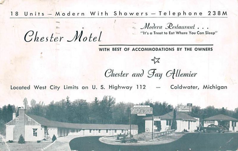 Chester Motel Modern Restaurant Coldwater MI 