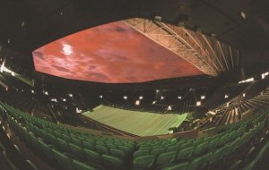 Red Night Sky Over Wimbledon London Tennis Centre Court Postcard