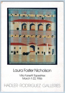 1986 LAURA FOSTER NICHOLSON HADLER RODRIGUEZ GALLERIES NYC EXHIBIT 5x7 POSTCARD