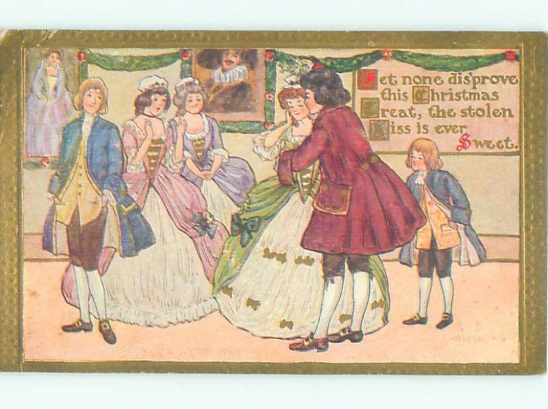 Pre-Linen Christmas PEOPLE DANCING AT A FANCY PARTY AB5386