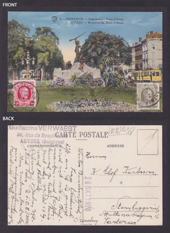 BELGIUM, Postcard, Antwerp City, Monument du Baron D'Hanis