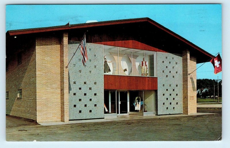 NEW GLARUS, WI Wisconsin ~ SWISS UPRIGHT EMBROIDERY CO. 1962 Postcard