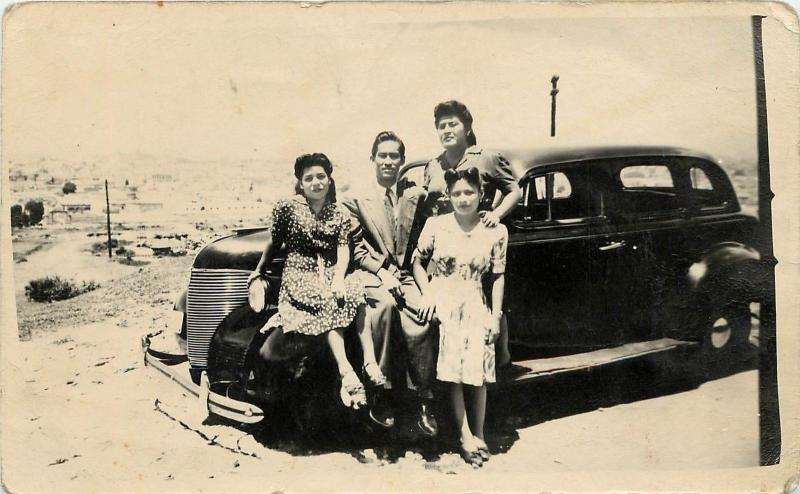 1944 Real Photo Postcard Young Latinos Dressed Up with Their Car Mexico Unposted 
