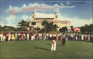 Palm Beach Florida FL Golfing at Breakers c1930s-40s Linen Postcard