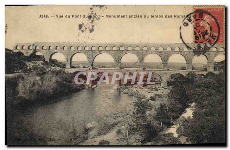 Old Postcard View Uzes Pont du Gard old monument to Roman times