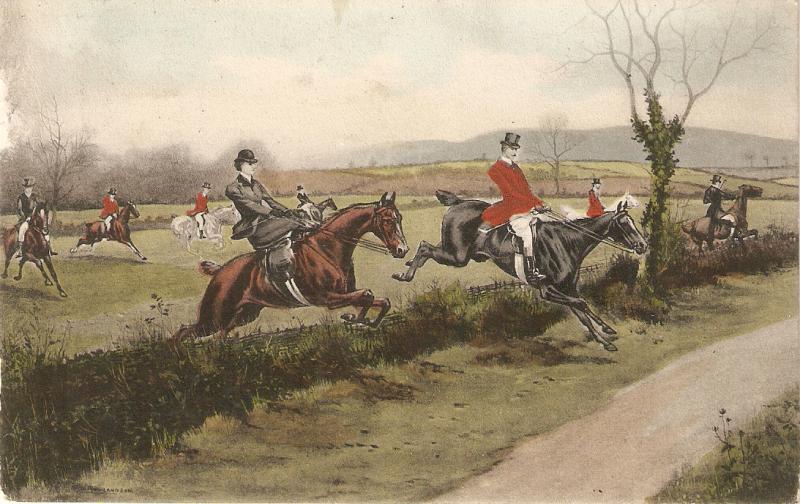 Horses In full run.Nice antiue English postcardi