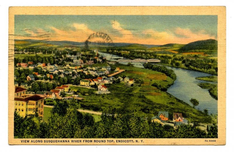 NY - Endicott. View Along Susquehanna River from Round Top