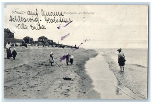 c1910 Beach Party with Kaiserhof Wittdün Schleswig-Holstein Germany Postcard