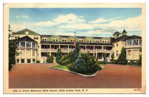 1942 John A. Davis Memorial Bible School, Bible School Park, NY Postcard