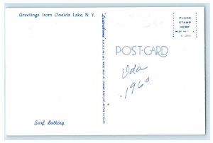 c1960's Greetings From Oneida New York NY Surf Bathing Postcard 