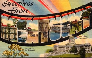 Kentucky Greetings From Large Letter Linen