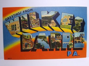 Wilkes Barre Postcard Greetings From Pennsylvania Large Letter Linen Mebane PA