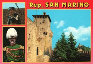 Postcard Republica Di San Marino Balestriere Le Tre Torri Guardia San Marino