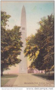 Vermont Bennington Monuments From Avenue Approach Handcolored Albertype