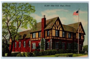 c1940's Elks Club Lodge Hotel Restaurant & Gatherings Elgin Illinois IL Postcard