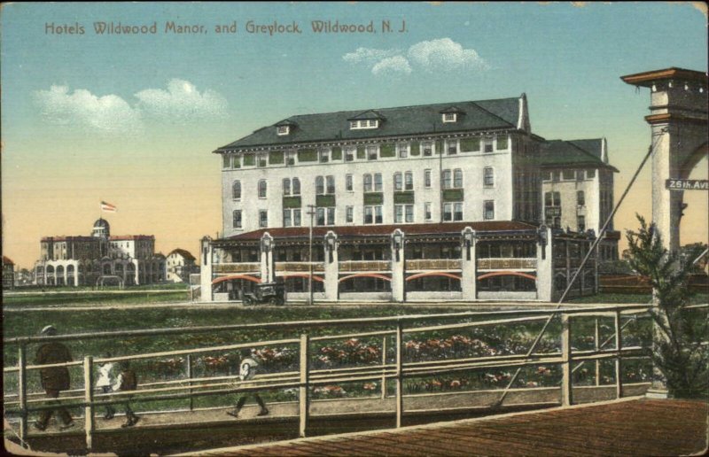 Wildwood NJ Hotels Wildwood Manor & Greylock c1910 Postcard