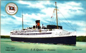 Eastern Shipping Advertising  SS QUEEN OF NASSAU  Cruise Ships/Boats  Postcard