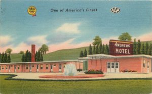 1956 Ohio Cambridge Andrews Motel roadside Tichnor linen Postcard 22-11518