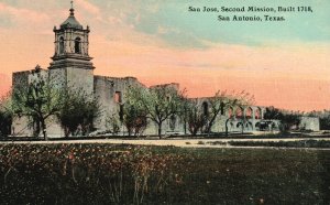 Vintage Postcard San Jose Second Mission Built 1718 San Antonio Texas Nic Tengg