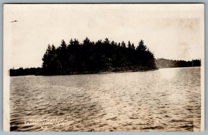 Postcard RPPC c1922 Brantingham Lake NY Round Island Adirondack Park Lewis Co