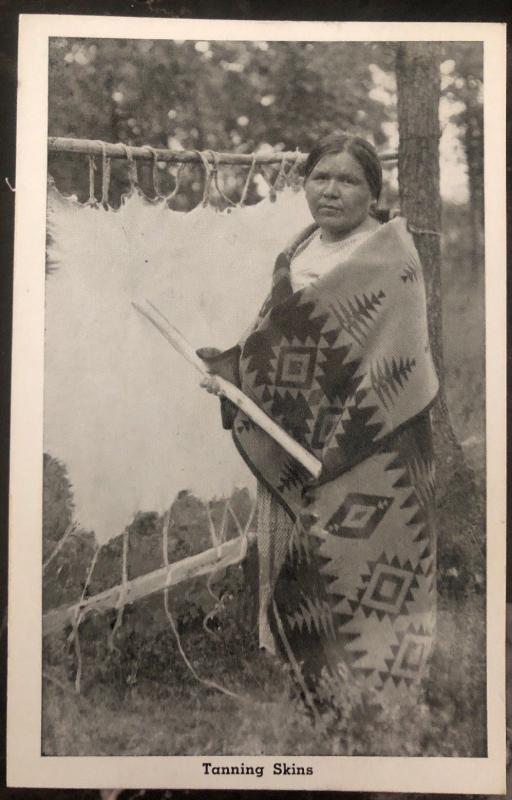 Mint USA Real Picture Postcard RPPC Native American Indian Tanning Skins