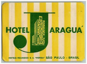 Hotel Jaragua Sao Paulo Brazil Luggage Label Sticker Poster Stamp Vtg 