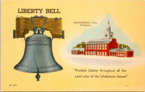 Postcard PA Philadelphia - Liberty Bell - Independence Hall