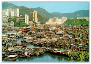 c1950's Bird's Eye View of Aberdeen Hong Kong Vintage Unposted Postcard