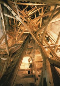 Postcard Upward View Wooden Scaffolding Spire Salisbury Cathedral Wiltshire