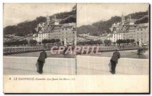 Stereoscopic Card - The Dauphine - Grenoble - Quays Ste Marie - Old Postcard