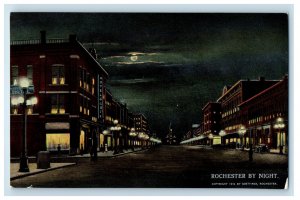 c1910s Rochester By Night, New York Goettings Antique Unposted Postcard