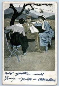 Germany Postcard Two Female Soldier Feldpost B. Wennerberg 1916 WW1 Posted