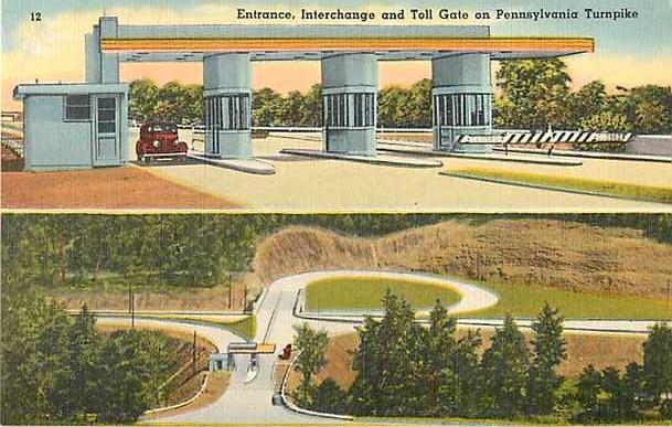Linen View of Entrance & Toll Gate Pennsylvania Turnpike PA