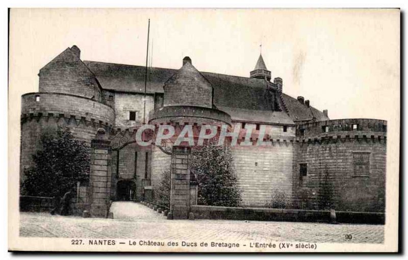 Postcard Old Nantes Chateau des Ducs de Bretagne The Entree
