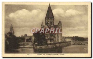 Old Postcard Metz Mosel Protestantischer Mit Kirche