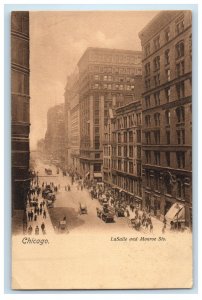 c1905 La Salle and Monroe Streets, Chicago Illinois IL Antique Postcard