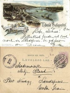 hungary, BUDAPEST, Burggarten Quai, Várkert Rakpart (1897) Litho Postcard