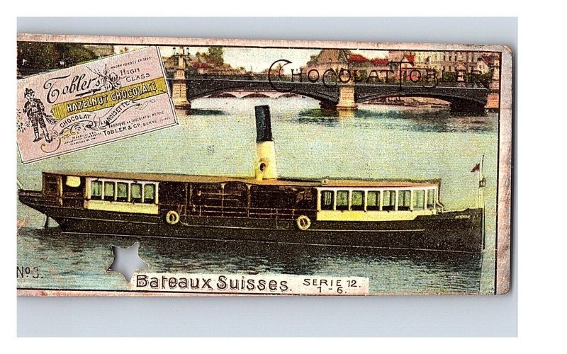 Vintage 1890's Victorian Trade Card Toblerone Swiss Chocolate - Riverboat Bridge