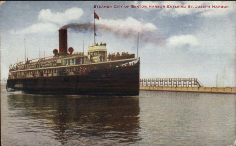 St. Joseph MI Steamers Benton Harbor c1910 Postcard