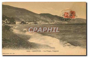 CARTE Postale Old Menton The Beach Waves