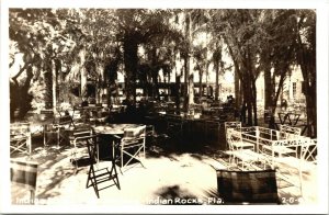 RPPC Indian Rocks Palm Gardens, Florida outdoor seating real photo postcard